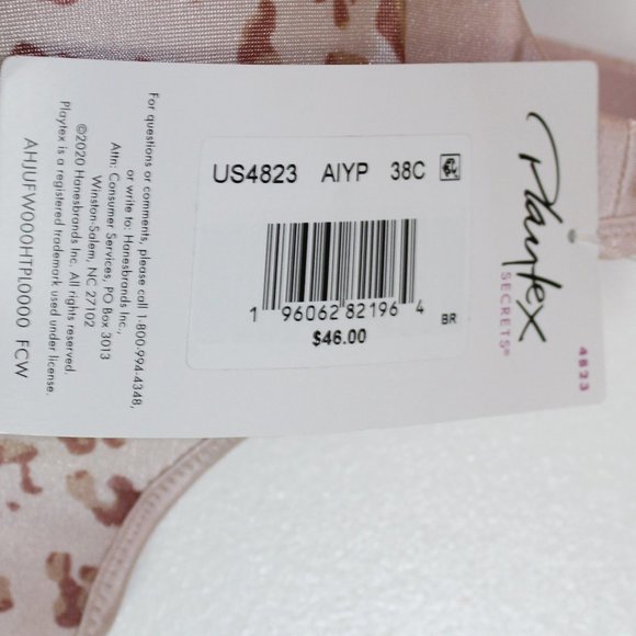 Playtex Secrets Underwire Animal Print Color Tan/Brown Size 38C - Picture 6 of 12